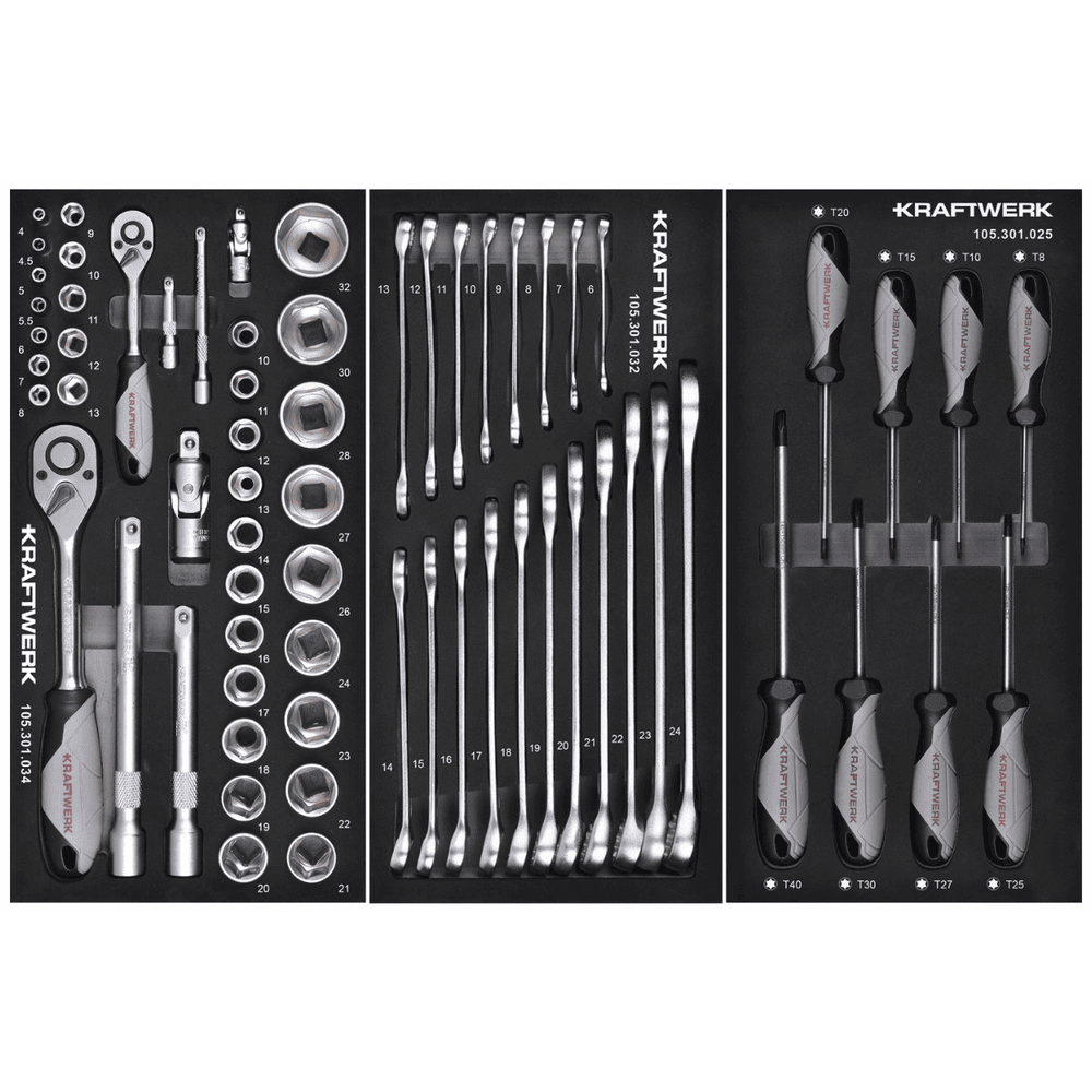 KRAFTWERK Chariot d'atelier LT700 BASIC avec 5 tiroirs, outils inclus, 173 pièces, L x P x H 719 x 474 x 1000 mm