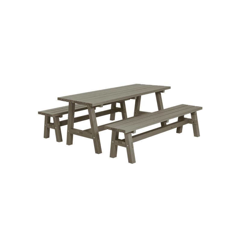 Country table et banc de jardin, trois coleurs, 1770 x 1810 x 760 / 450 mm