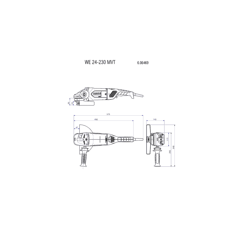 Metabo Meuleuse d'angle WE 24-230 MVT Set, 2400 watts, avec coffret plastique et 2 meule de tronçonnage diamantée