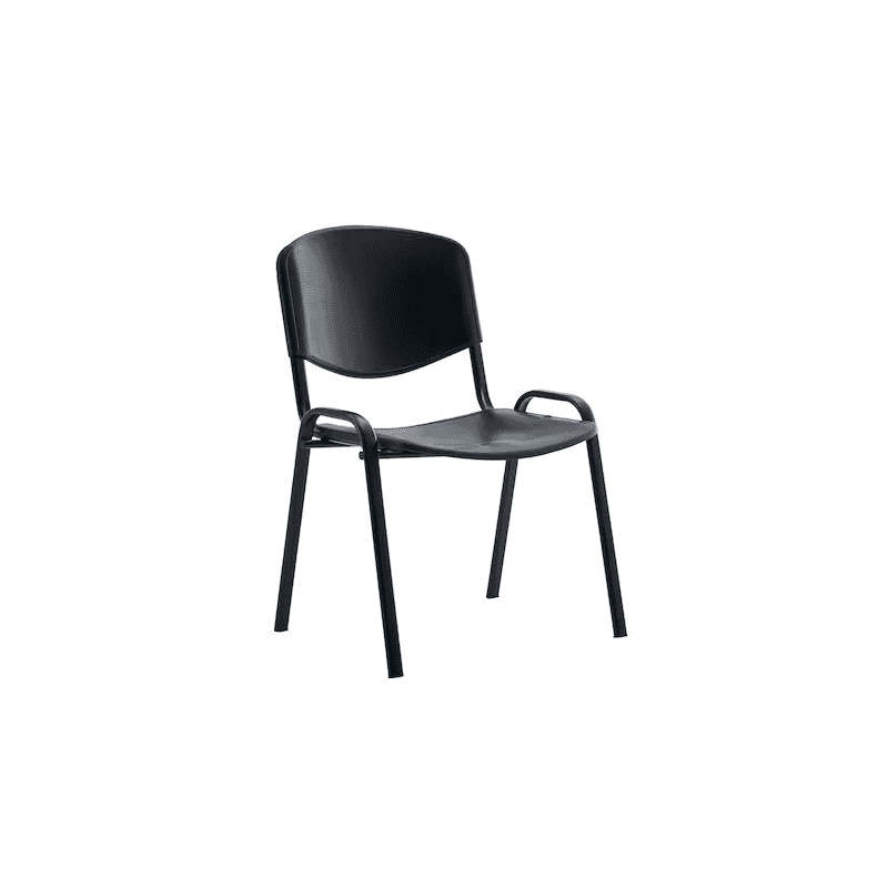 Chaise visiteur ARWS C10 en plastique, empilable, structure en acier thermolaqué, noir