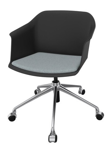 Chaise visiteur EOL Scott, avec roulettes et accoudoirs, noir