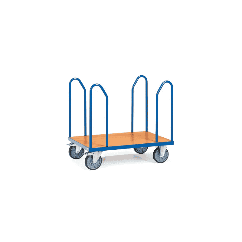 Fetra Chariot à étriers latéraux, charge max. 600 kg, bleu brillant, quatre dimensions différentes