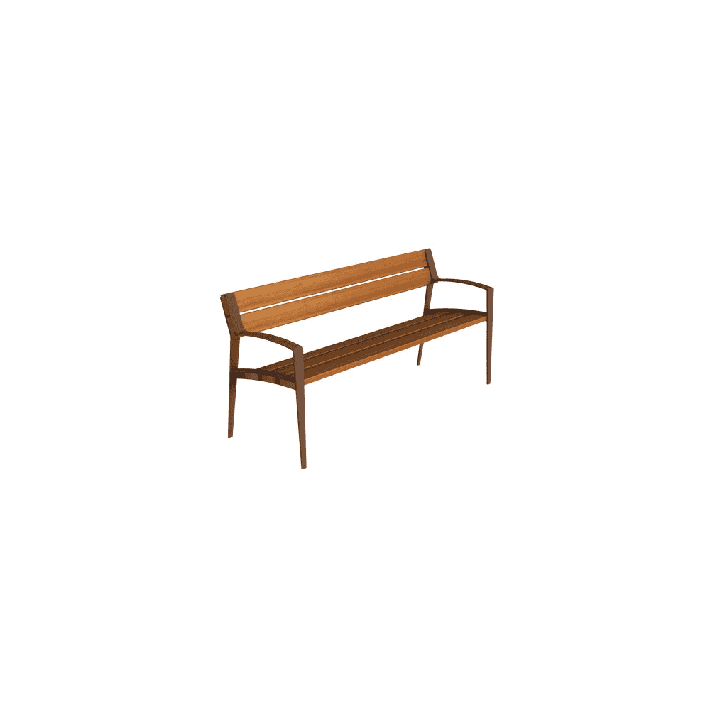 Banc public Minsk en fonte et bois, L x P x H 1800 x 570 x 800 mm, disponible en 4 couleurs