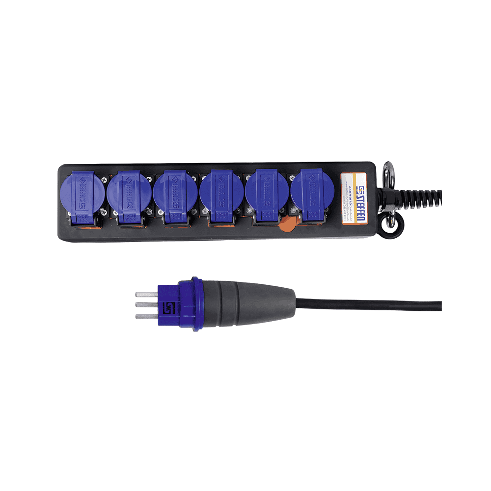 Steffen Multiprise PROFESSIONAL, prises de courant T23, 16 A, GdV 3 x 2.5 mm², IP55, noir/bleu, différents versions