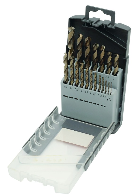 KRAFTWERK HSSE-Co5 Spiralbohrer-Set 1–10 mm, 19-teilig für Metall