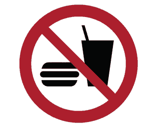 Verbotsschild "Essen und Trinken verboten", Ø 200 mm, selbstklebend