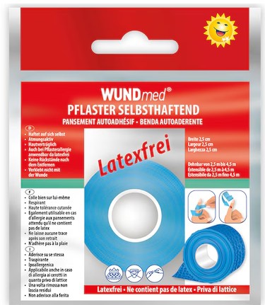 Pansement cohésif, WUNDmed, 02-092, bleu, 2,5 - 4,5 m x 25 mm