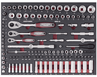 KRAFTWERK PRO LINE EVA Steckschlüssel-Einlage 1/4" + 3/8" + 1/2", 125-teilig