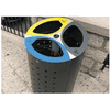Poubelles avec système de tri DORIA en acier, 3 × 75 litres, couvercles en acier inoxydable