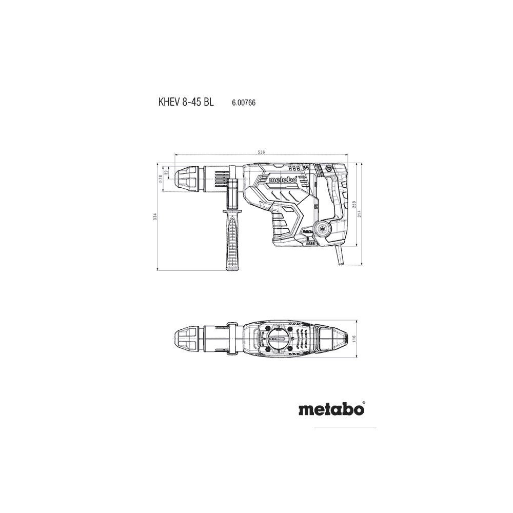Metabo Kombihammer KHEV 8-45 BL, 1500 Watt, im Koffer
