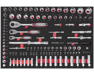 KRAFTWERK PRO LINE EVA Steckschlüssel-Einlage 1/4”+3/8”+1/2”, 600 x 400 mm, 125-teilig