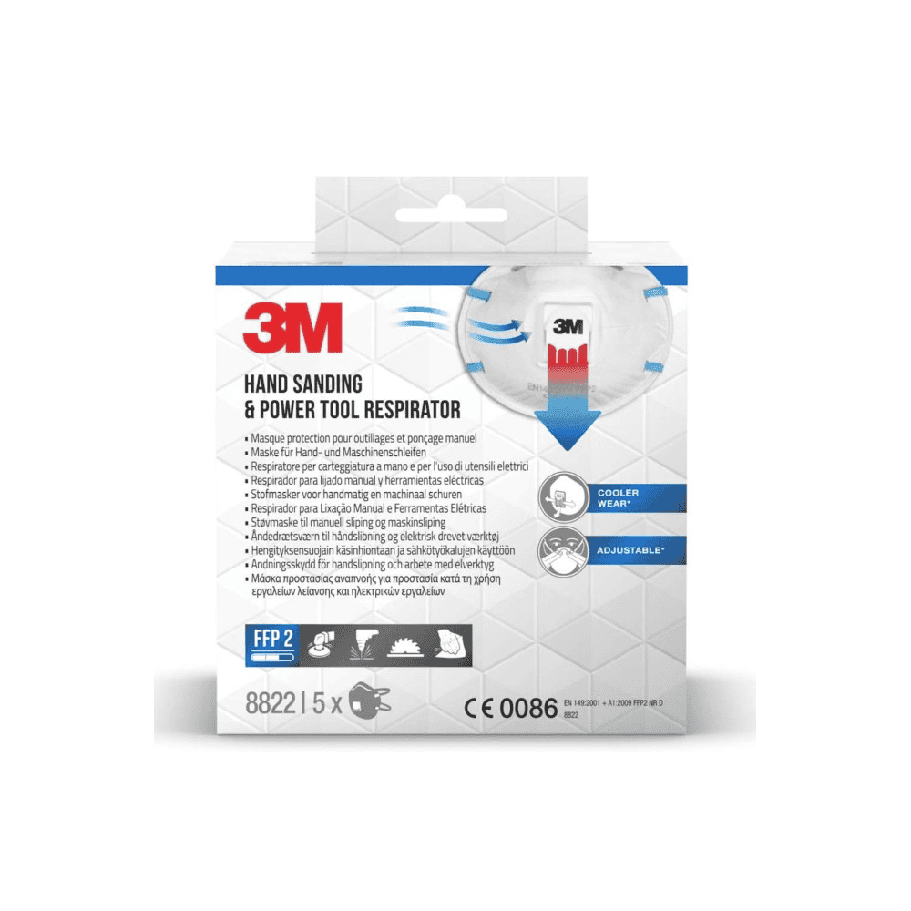 3M Masque de protection respiratoire 8822PRO5 blanc/bleu, 5 pièces
