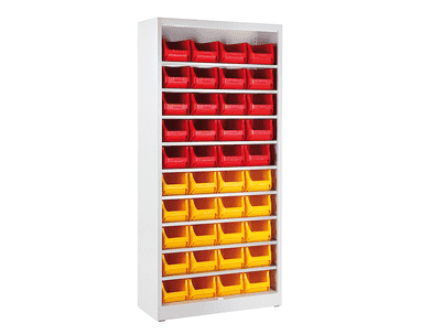 Magazinschrank mit 40 Sichtlagerkästen