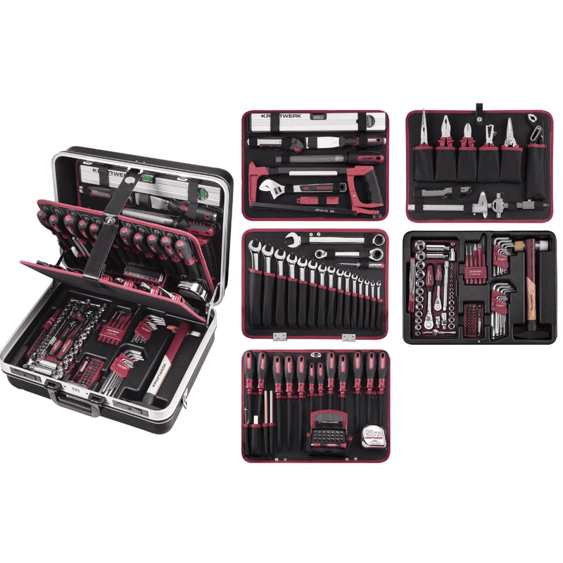 KRAFTWERK PRO LINE ABS Profi-Werkzeugkoffer P300, 186-teilig, 1/4" + 3/8", komplett-Werkzeugset