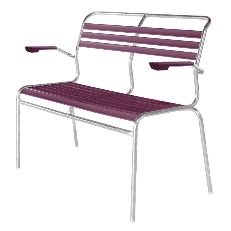 Schaffner SÄNTIS banc avec lattes, structure en tube d'acier galvanisé à chaud, disponible en plusieurs versions