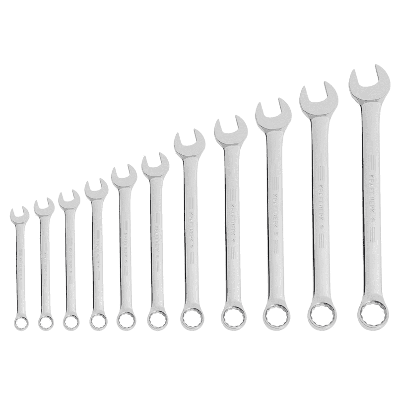 KRAFTWERK PRO LINE Gabelringschlüssel-Satz Zollmass aus Chrom-Vanadium, 11-teilig, 3/8"–1"