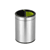 Poubelle ronde 2 compartiments sans couvercle, en acier inoxydable, 5 + 5 litres