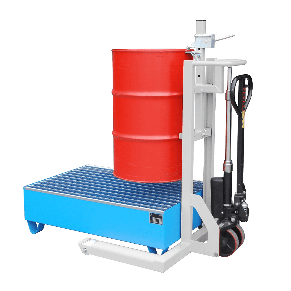 Fassheberoller für 110 l bis 220 l - Typ FHR 600 G | mit Zugdeichsel und Rollen | Hubhöhe 600 mm | Tragkraft 300 kg