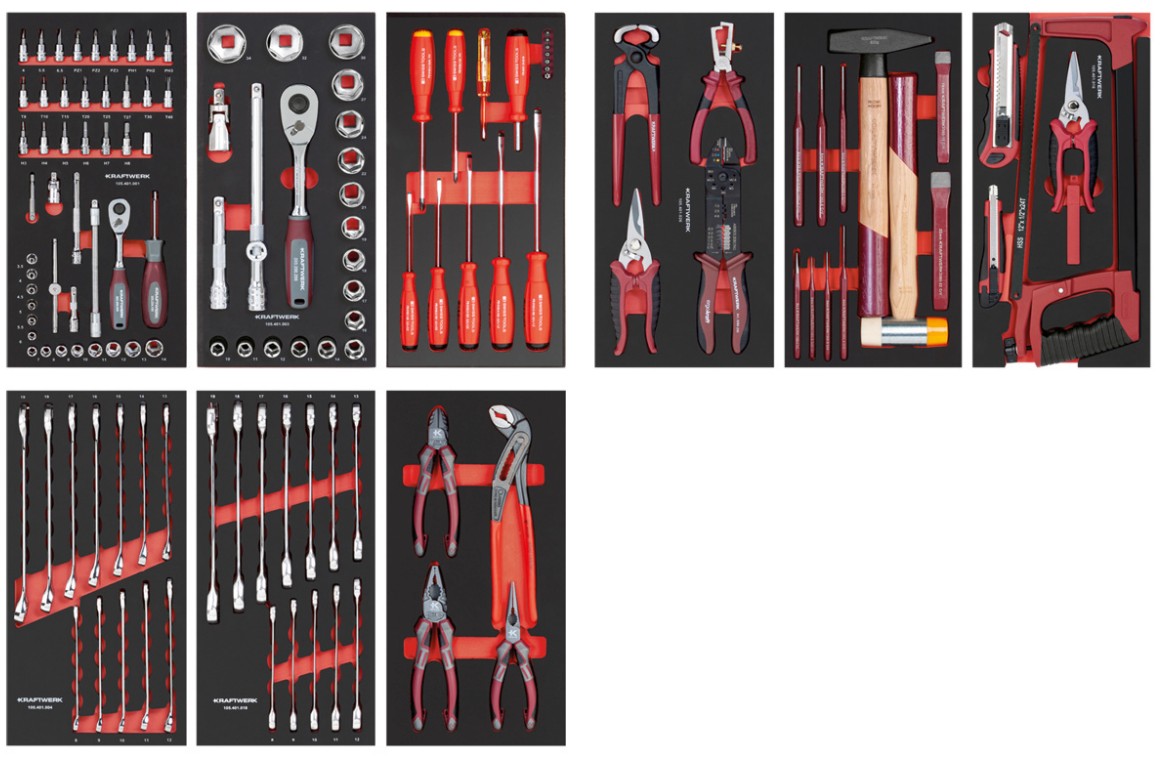KRAFTWERK Werkstattwagen BT700 7 Schubladen Swiss Line, inkl. Werkzeug, 149-teilig, BxTxH 719 x 474 x 1000 mm