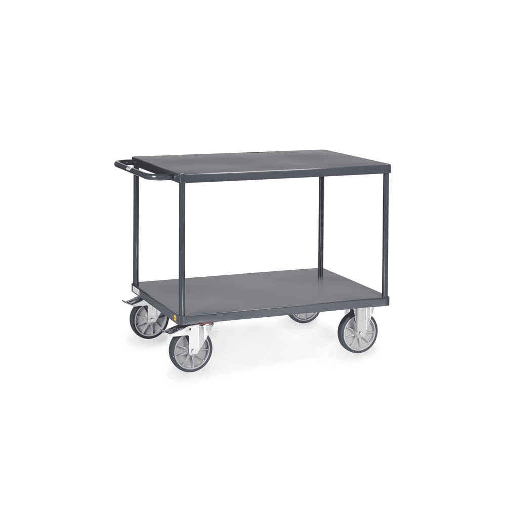 Fetra ESD-Tischwagen mit Stahlblech-Plattformen bis 600 kg, mit 2 Böden, schiefergrau RAL 7015