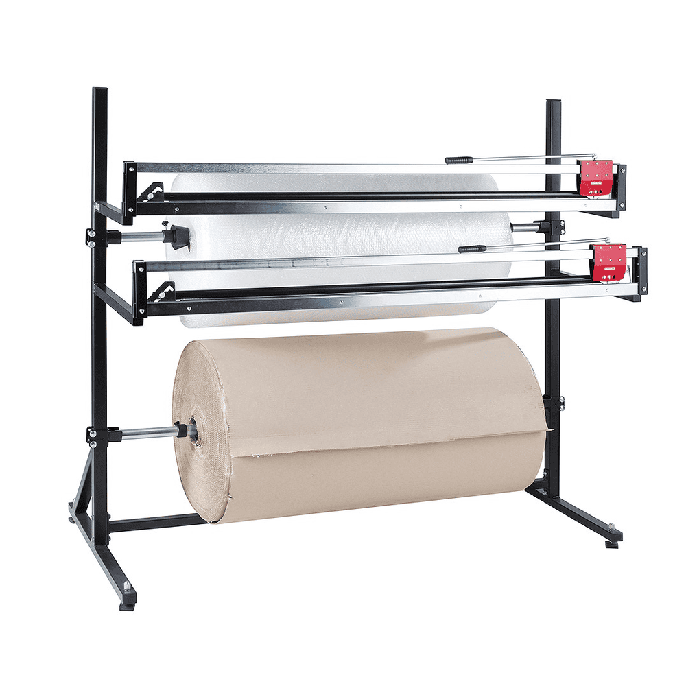 Support de découpe pour 2 rouleaux de matériau d'emballage horizontal