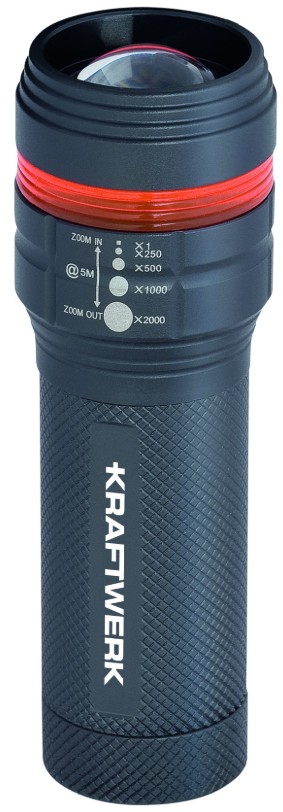 KRAFTWERK PRO LINE KW Alu-LED-Taschenlampe mit Zoom, Batteriebetrieben