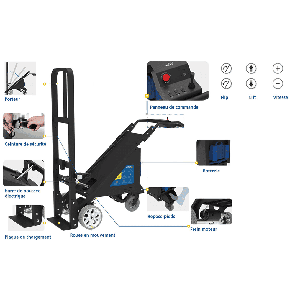 Chariot de transport électrique avec frein moteur, type TS ET400, capacité de charge 400 kg