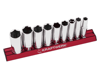 KRAFTWERK PRO LINE langer Zoll-Stecknuss-Satz MAGALU 3/8", 9-teilig, S2 Qualität