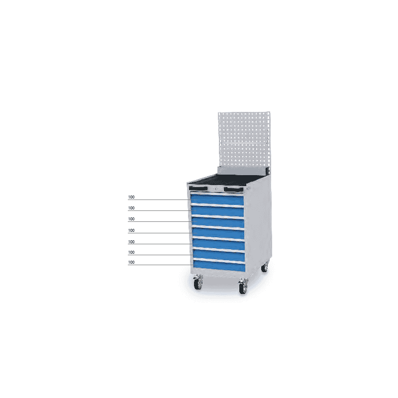 Bedrunka+Hirth Mobiler Schubladenschrank, R 18-24, 7 Schubladen, 555 x 736 x 990 mm