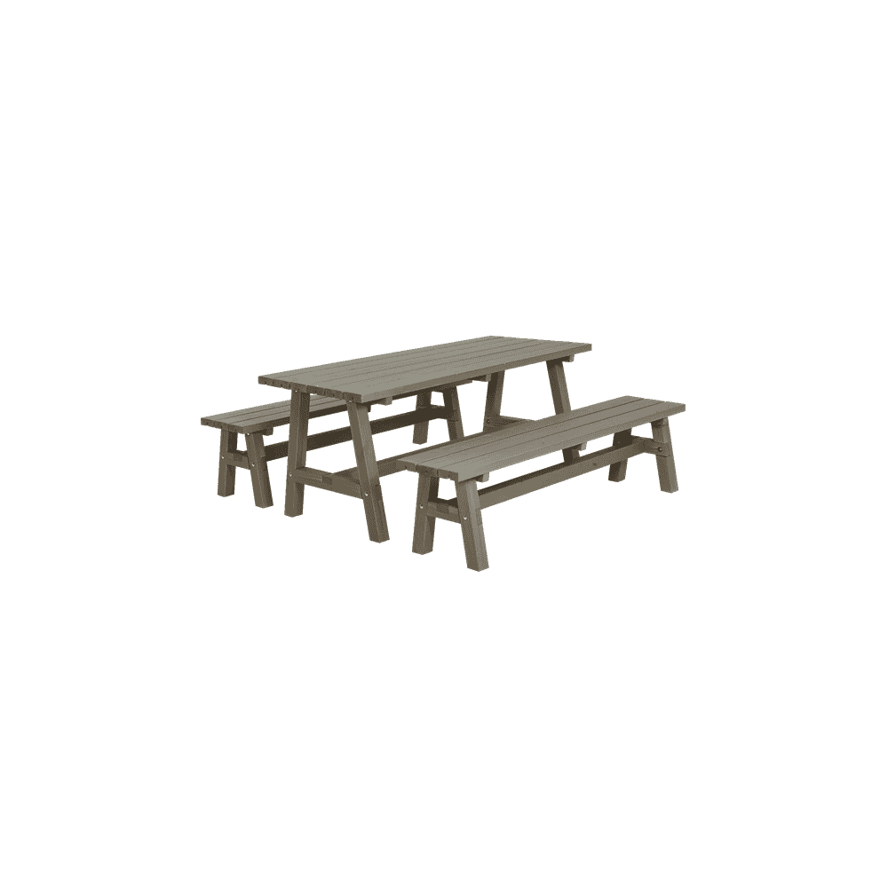 Country table et banc de jardin, trois coleurs, 1770 x 1810 x 760 / 450 mm