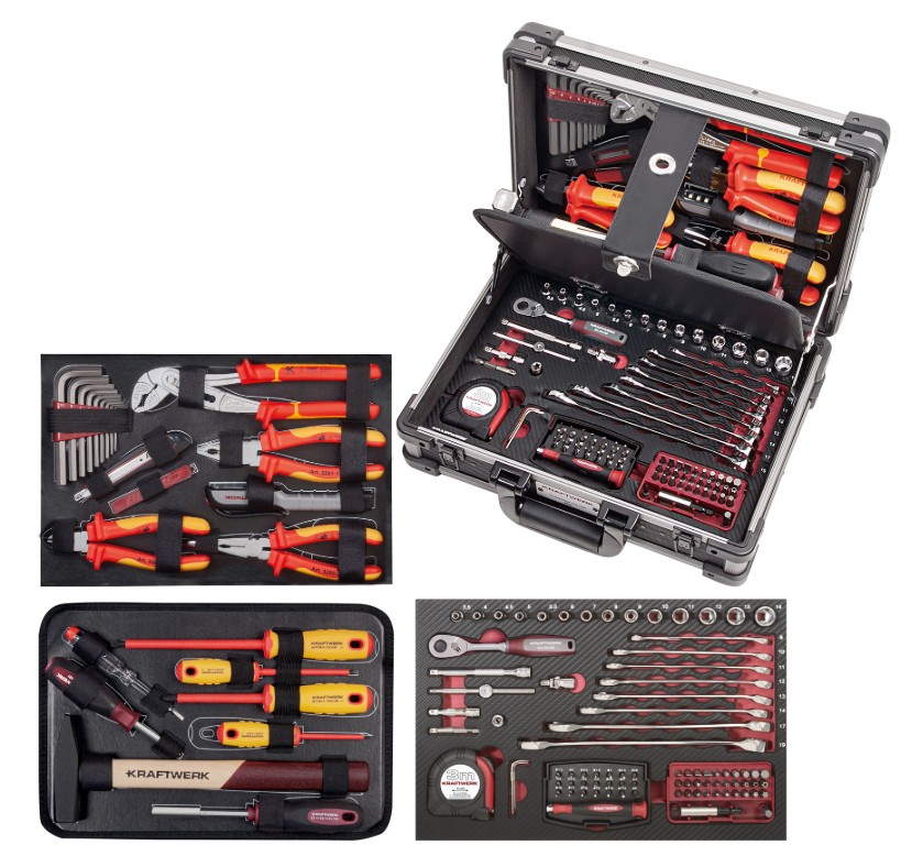 KRAFTWERK PRO LINE Werkzeugkoffer, 1/4", mit KW VDE-Werkzeugen, 123-teilig