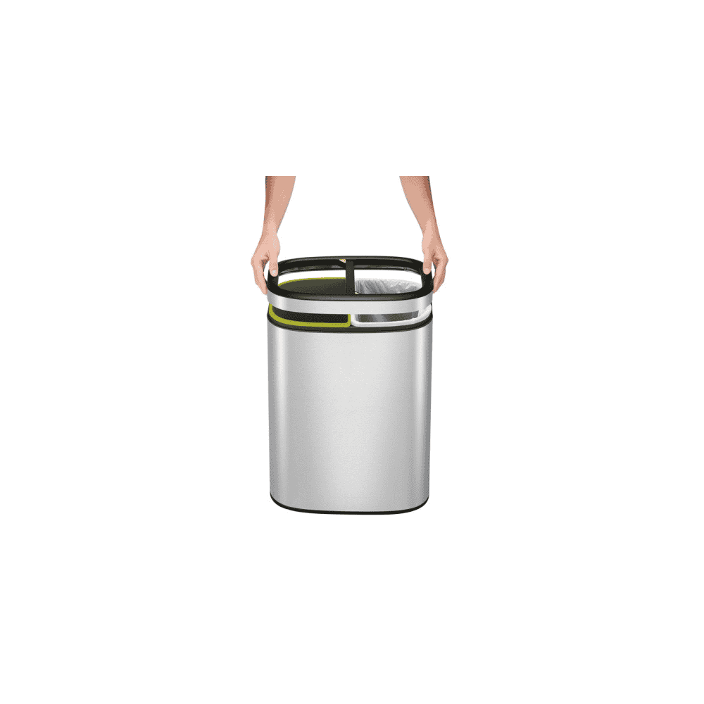 Poubelle OLI CUBE 2 compartiments sans couvercle, en acier inoxydable, 10 + 10 litres