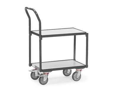 Fetra ESD-Eurokasten-Roller mit 2 Böden und Rohrschiebebügel, 747 x 414 x 970 mm