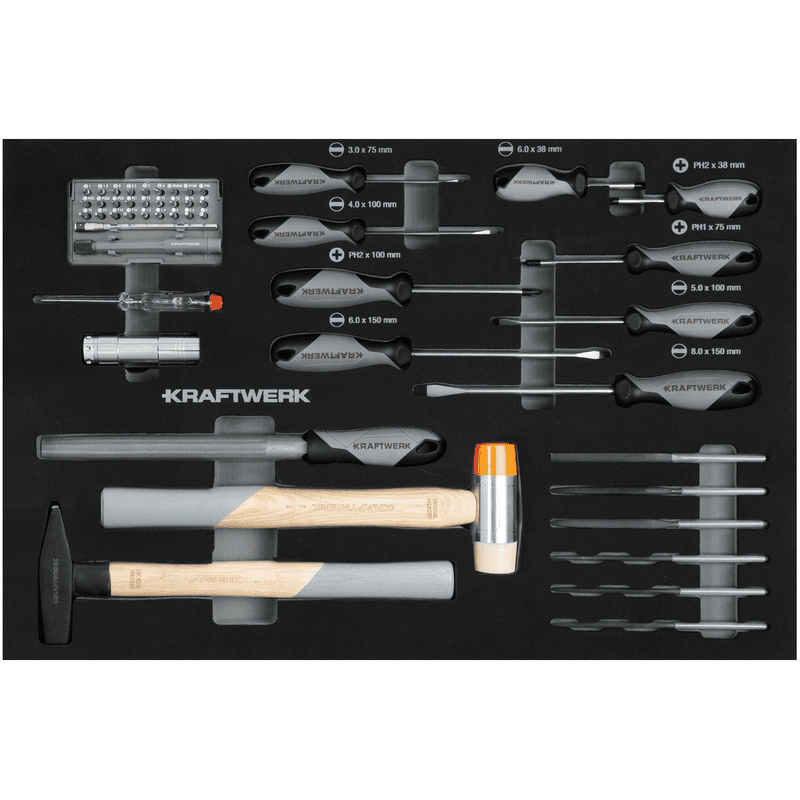 KRAFTWERK BASIC LINE EVA Schraubendreher- und Schlagwerkzeug-Einlage, 600 x 400 mm, 49-teilig