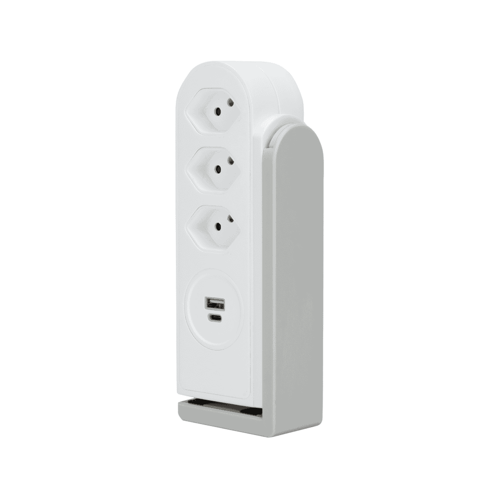 Steffen Steckdosenleiste CLAMP, 3 x T13, USB-A, USB-C, Kabel 1.5 m, weiss