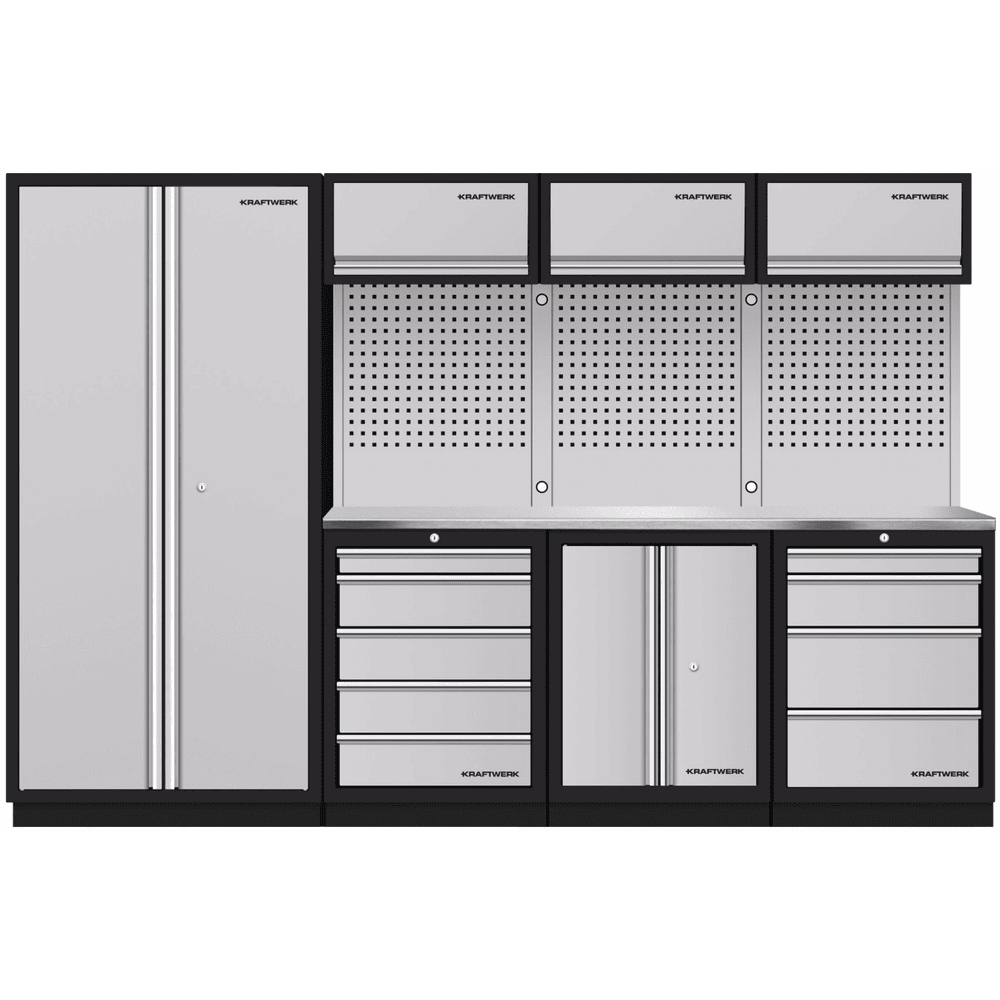 KRAFTWERK Équipement d'atelier MOBILIO Ensemble complet 4 pièces avec panneau perforé et 9 tiroirs