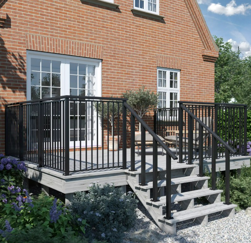 PLUS Poteaux en acier pour rampes d'escalier, avec socle et boulon, disponibles en 2 modèles différents