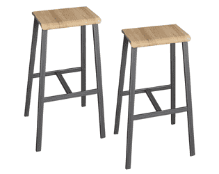 Tabouret de bar Loris avec repose-pieds, lot de 2, design industriel, 640 x 390 x 770 mm, en 2 couleurs