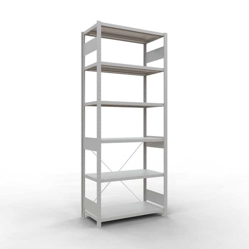 Schulte Fachbodenregal, modulares Stecksystem, einseitig nutzbar, RAL 7035 lichtgrau