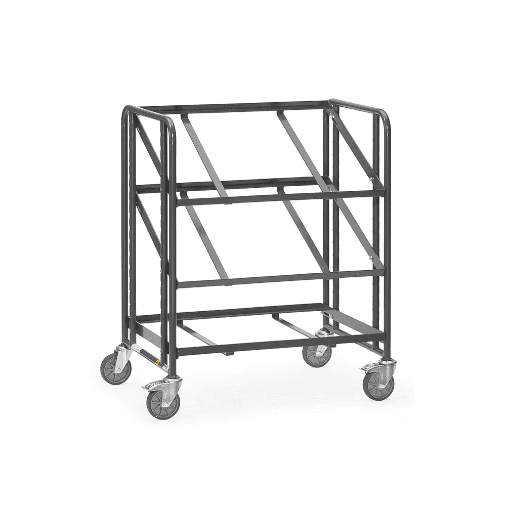 Fetra ESD-Eurokastenwagen mit 3 offenen Etagenrahmen für je 2 Eurokästen, Ladefläche 820 x 610 mm
