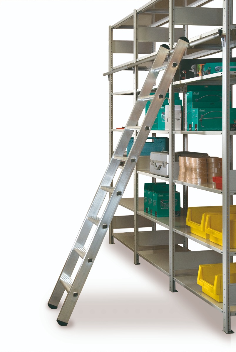 Schulte Aluminium-Regalleiter, einhängbar, Leiterbreite 420 mm, Stufenabstand 235 mm