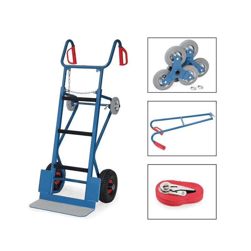 Fetra Diable pour appareils complet avec roues gonflables, capacité de charge 400 kg, LxH 700 x 1300 mm