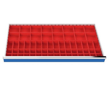 Bacs à petites pièces set 64 pièces, R 48-24, dimension utiles des tiroirs 1200 x 600 mm, en 2 hauteurs de façade