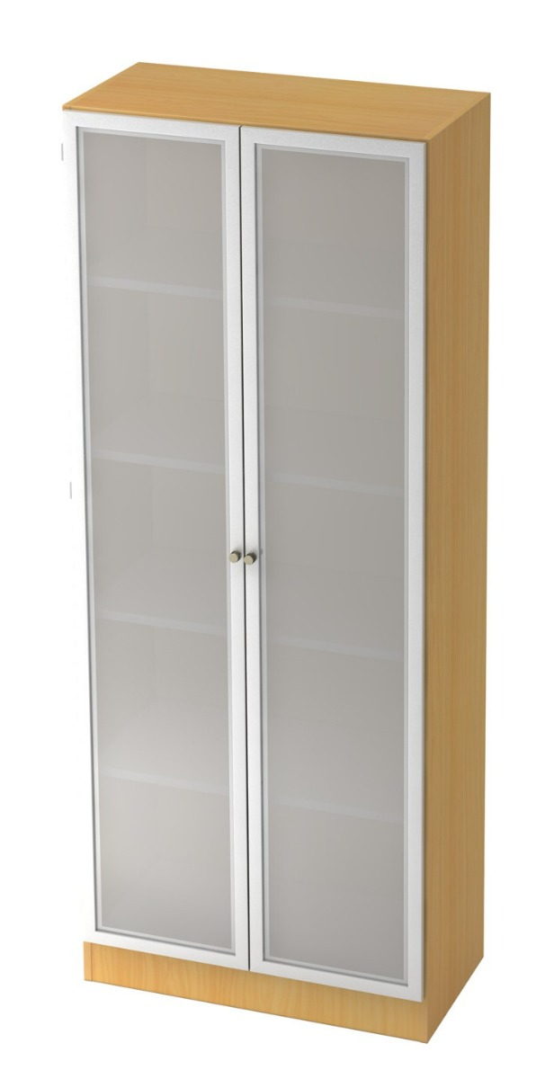 Aktenschrank Rhone mit Milchglastüren, 800 x 420 x 2004 mm, Rahmen silber, in diversen Farben