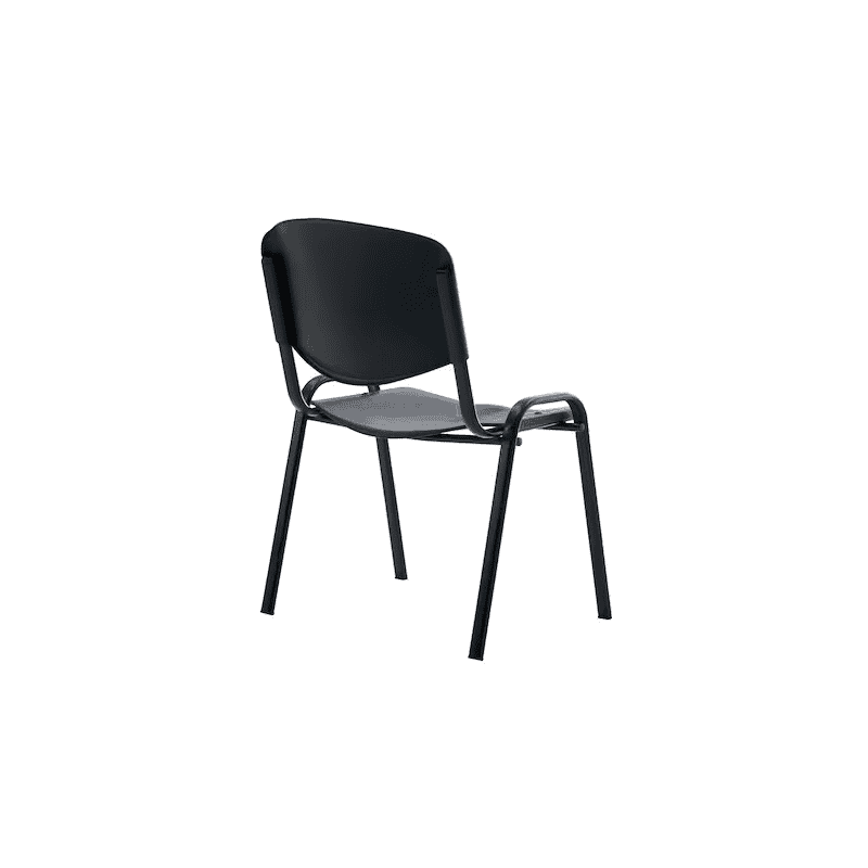 Chaise visiteur ARWS C10 en plastique, empilable, structure en acier thermolaqué, noir