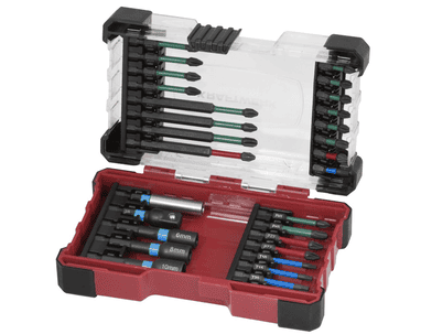 KRAFTWERK Bit Box Profi Impact Control 1/4", 29-teilig, S2-Stahl Impact-Torsionsbits, PH/PZ/TX