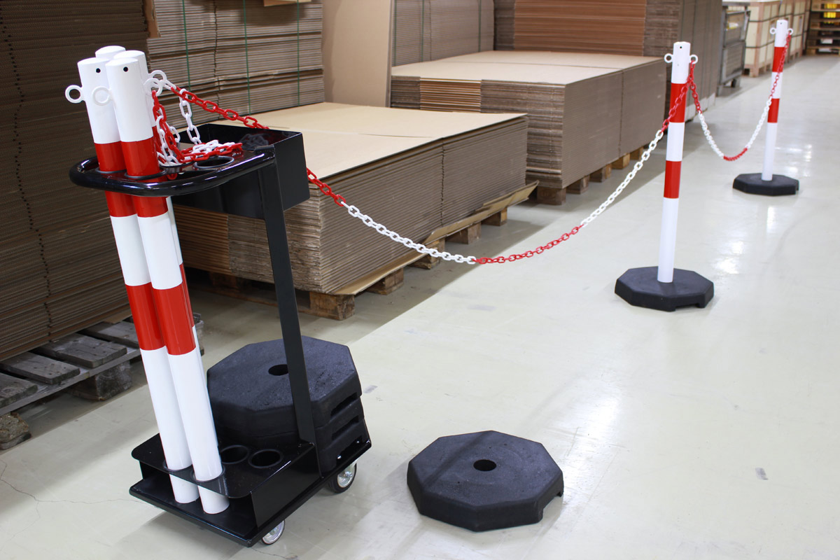 Komplett-Kettenpfosten-Set mit Lager- und Transportgestell, in 2 Farben