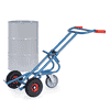 Chariot pour fûts avec arceau de soutien et roulette de soutien, pour fûts de 200 litres avec rebord