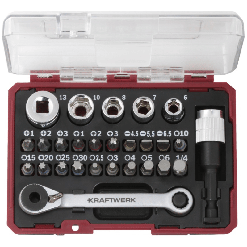 KRAFTWERK Bit-Box mit Mini-Ratschenschlüssel und S2-Stahl-Bits