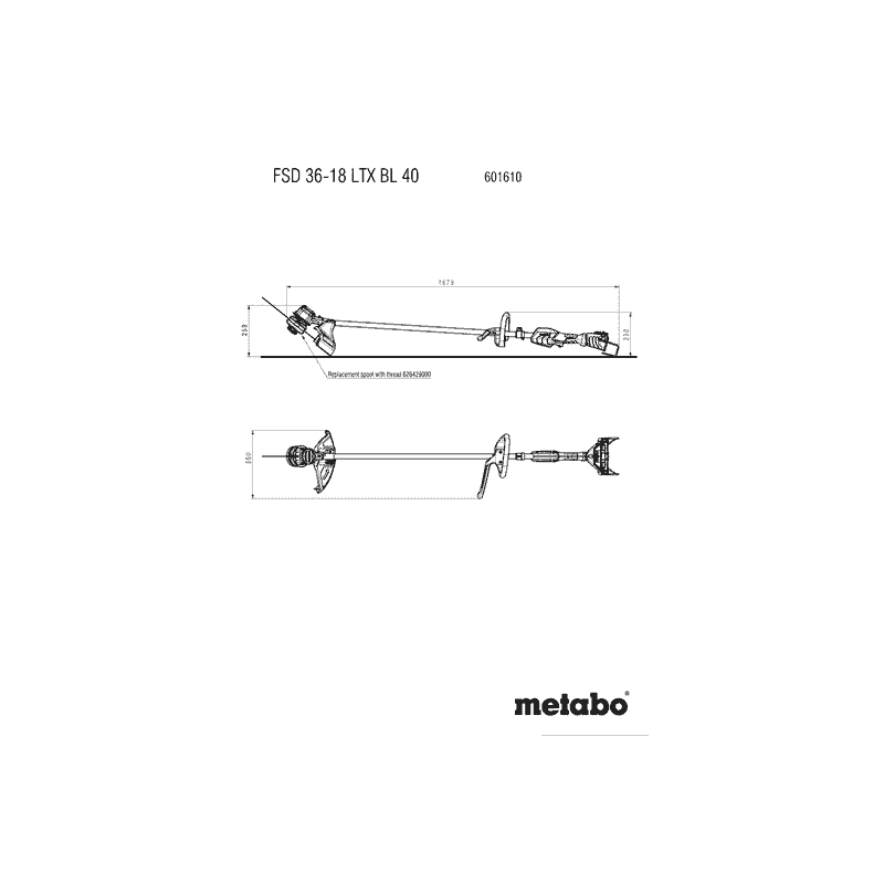 Metabo Akku-Freischneider / Rasentrimmer FSD 36-18 LTX BL 40, 18 V ohne Akku, mit Rundgriff